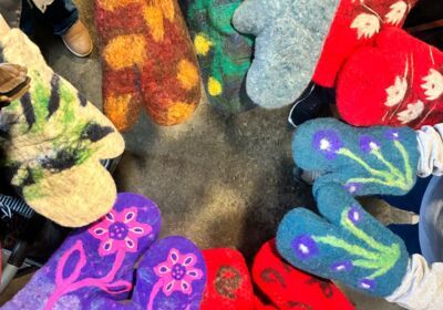 Wet Felted Oven Mitts